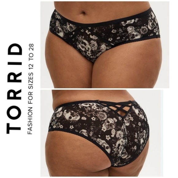NWT Torrid Curve Simply Mesh Hipster Panty w. Lattice,skull floral plus size 30 - Picture 1 of 11